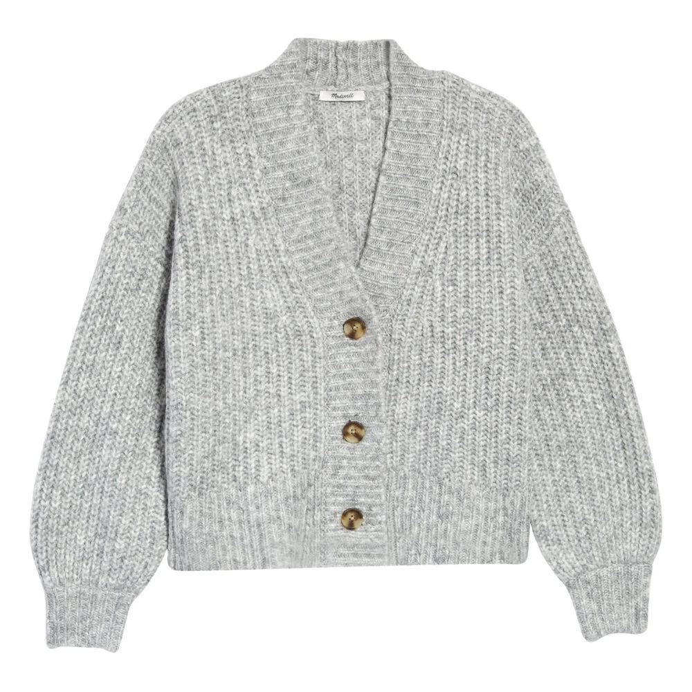 Madewell Grey Crop Chunky Cable Knit Cropped Cardigan Womens Size XS